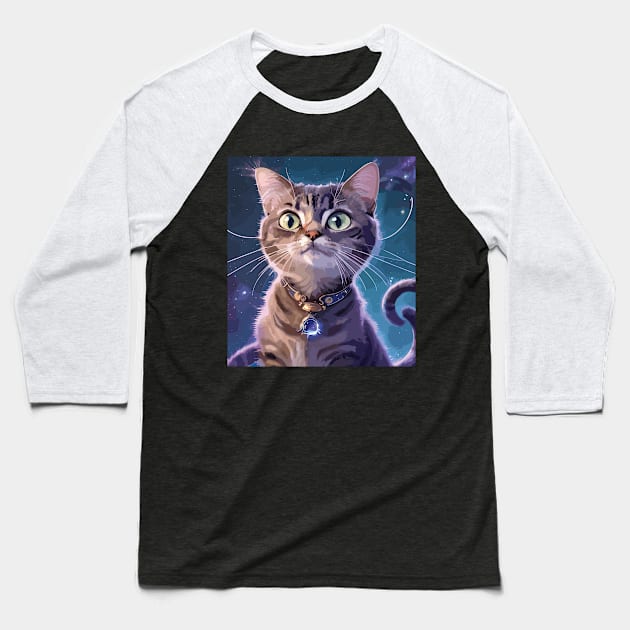 Cat in the Universe: Cosmic Whiskers Explored Baseball T-Shirt by veddie 